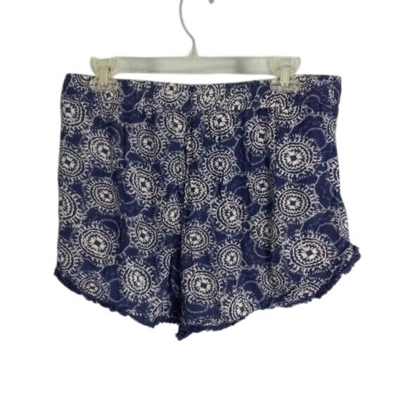 Chip & Pepper Size M Shorts Womens Blue Boho Mandela Print Fringe Elastic Waist - Picture 4 of 6